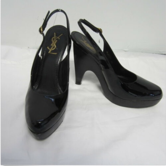 Yves Saint Laurent | Shoes | Ysl Tribute Black Patent  YSL BLACK PATENT LEATHER PLATFOM HEELS SZ 40